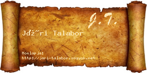 Jári Talabor névjegykártya